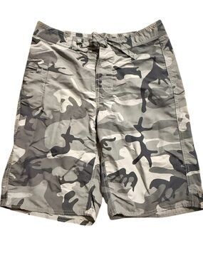Patagonia Gray Camo Board Shorts Men’s Swim Trunks Boys 14